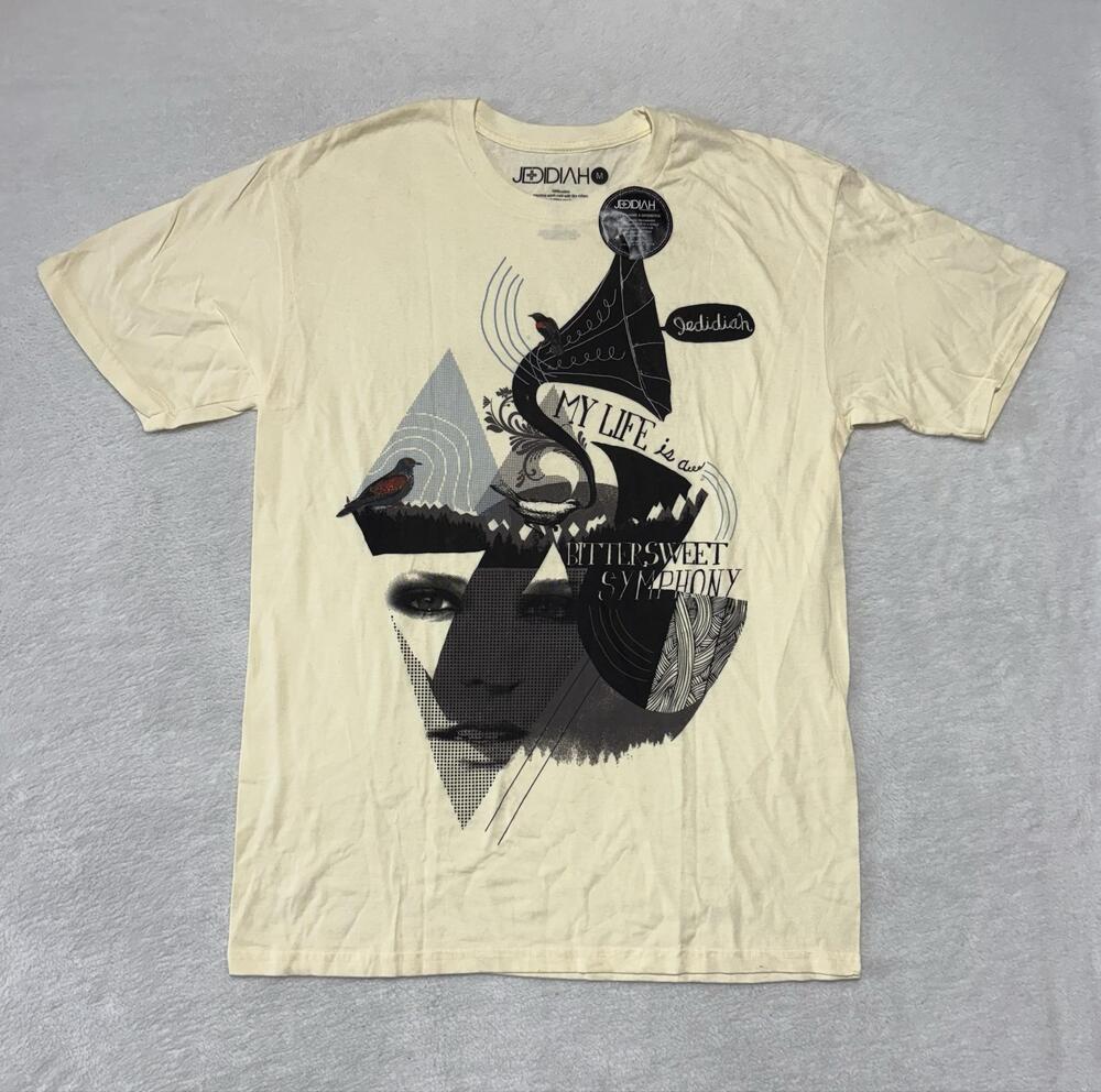 Jedidiah Shirt Mens Medium Yellow Bittersweet Symphony Art Graphic Tee USA NWT
